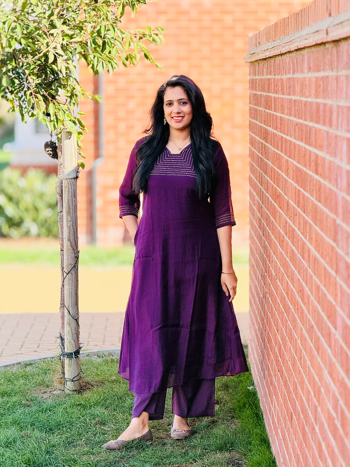 Purple Mulchanderi  Aline Coordset