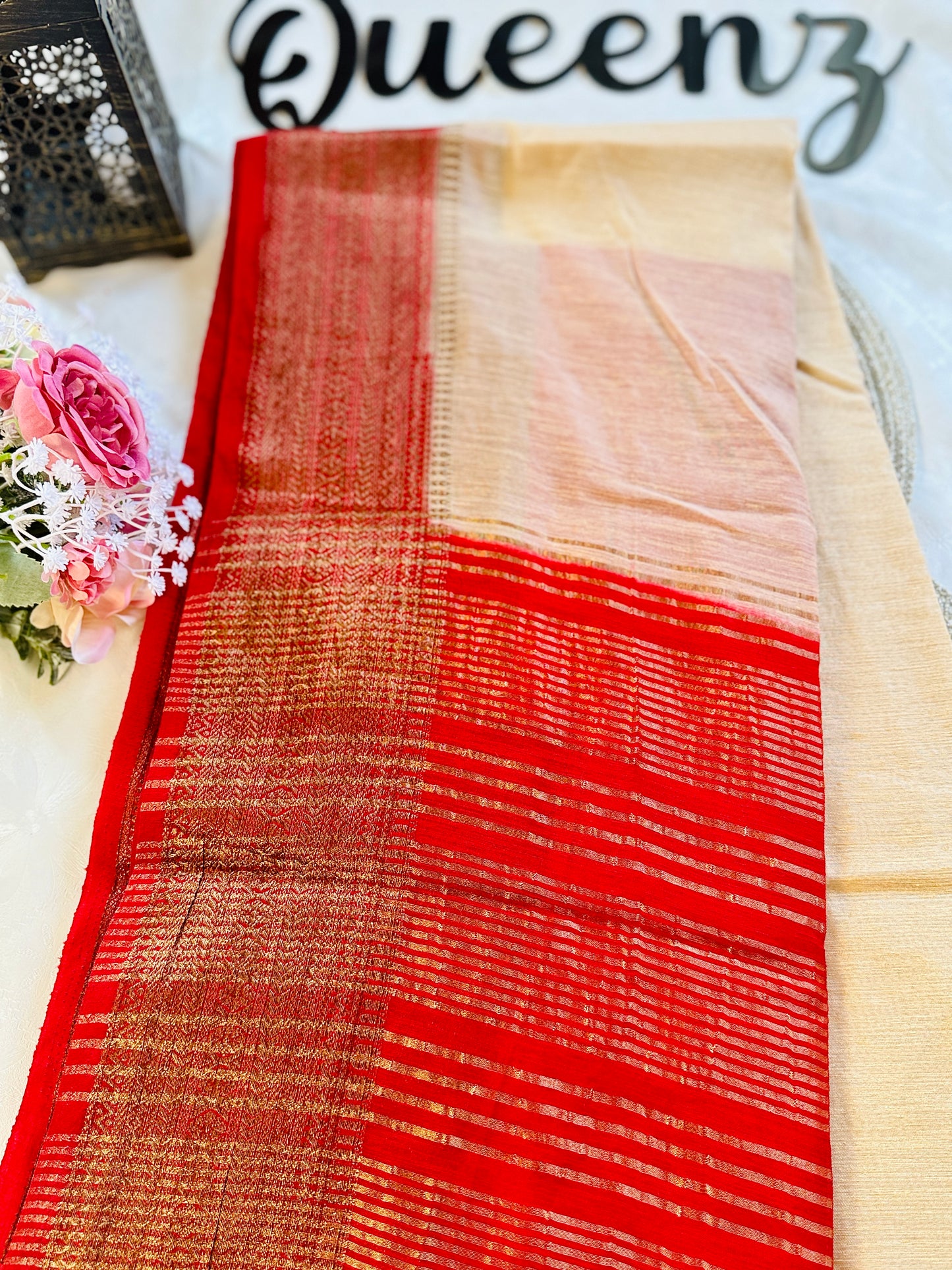 QDSS-100 Designer Contrast Border Semi Jute Saree