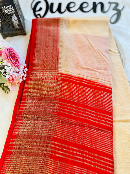 QDSS-100 Designer Contrast Border Semi Jute Saree