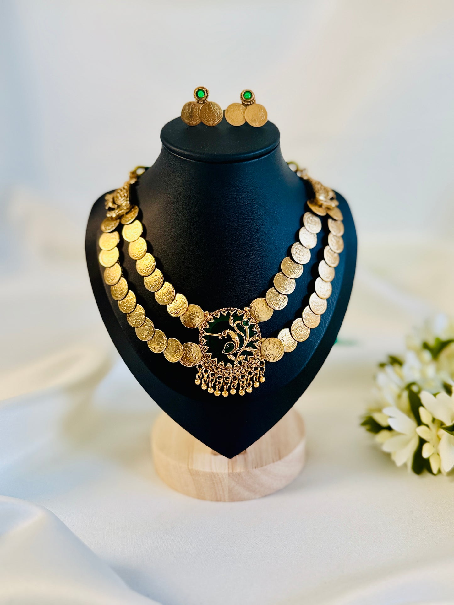 QJ172-Peacock Double layer Coin Necklace