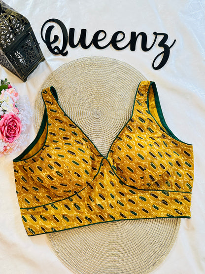 QB095- Ajrak Sleeveless Blouse