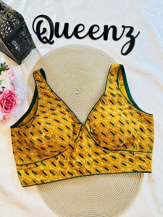 QB095- Ajrak Sleeveless Blouse