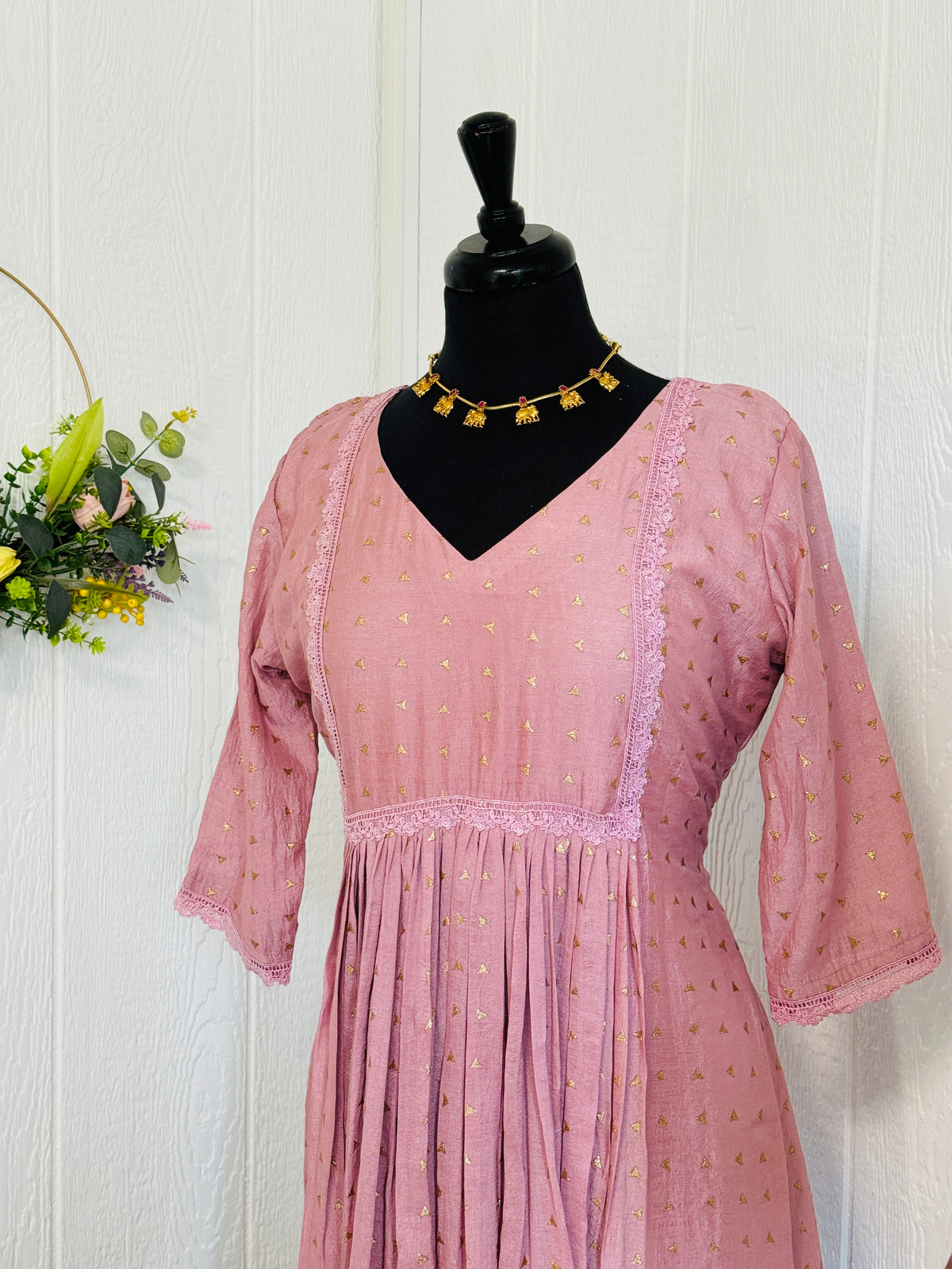 Mauve Pink Pleated Kurta