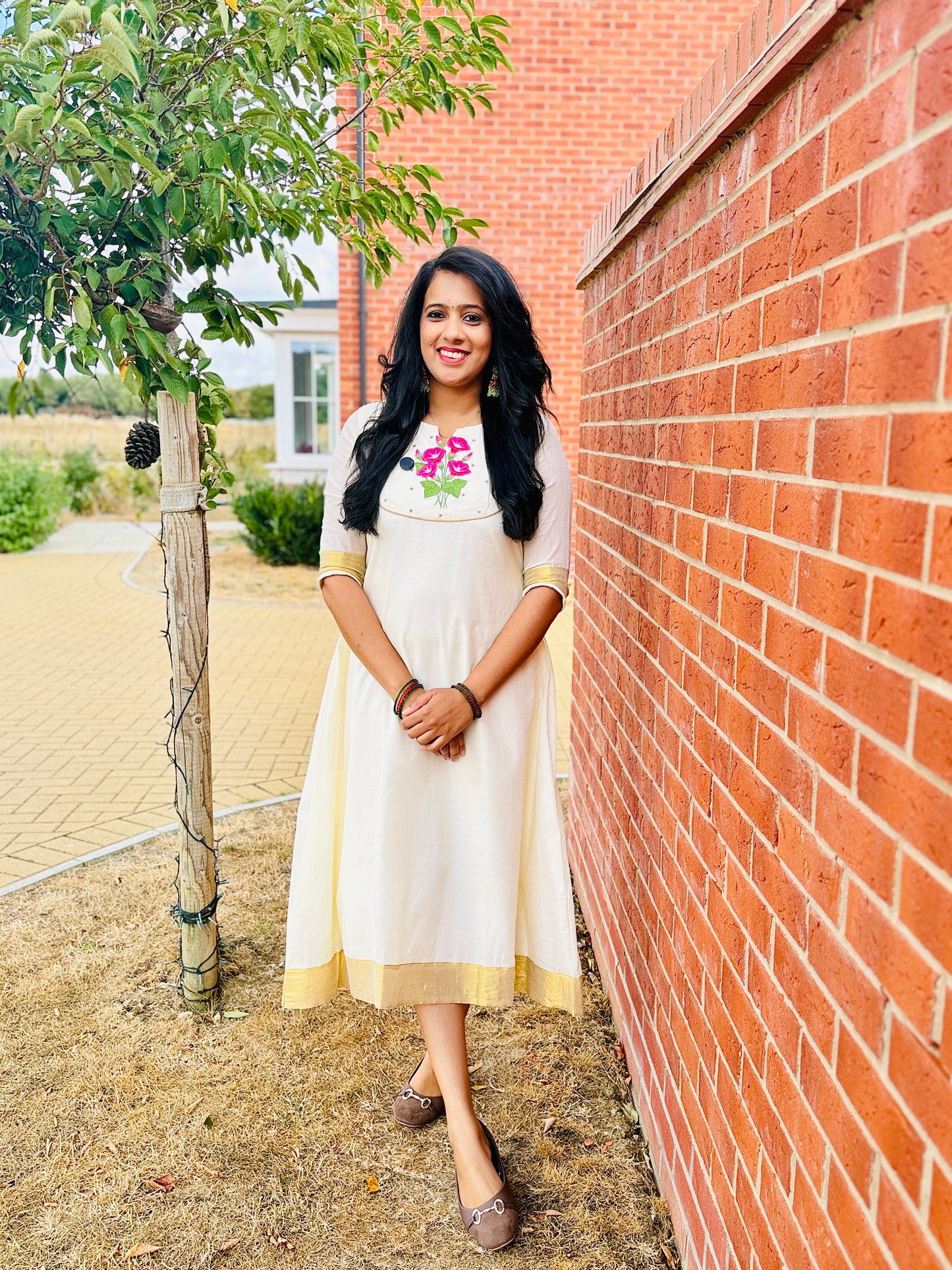 QS830- Onam Chembarathi Cotton Kurta