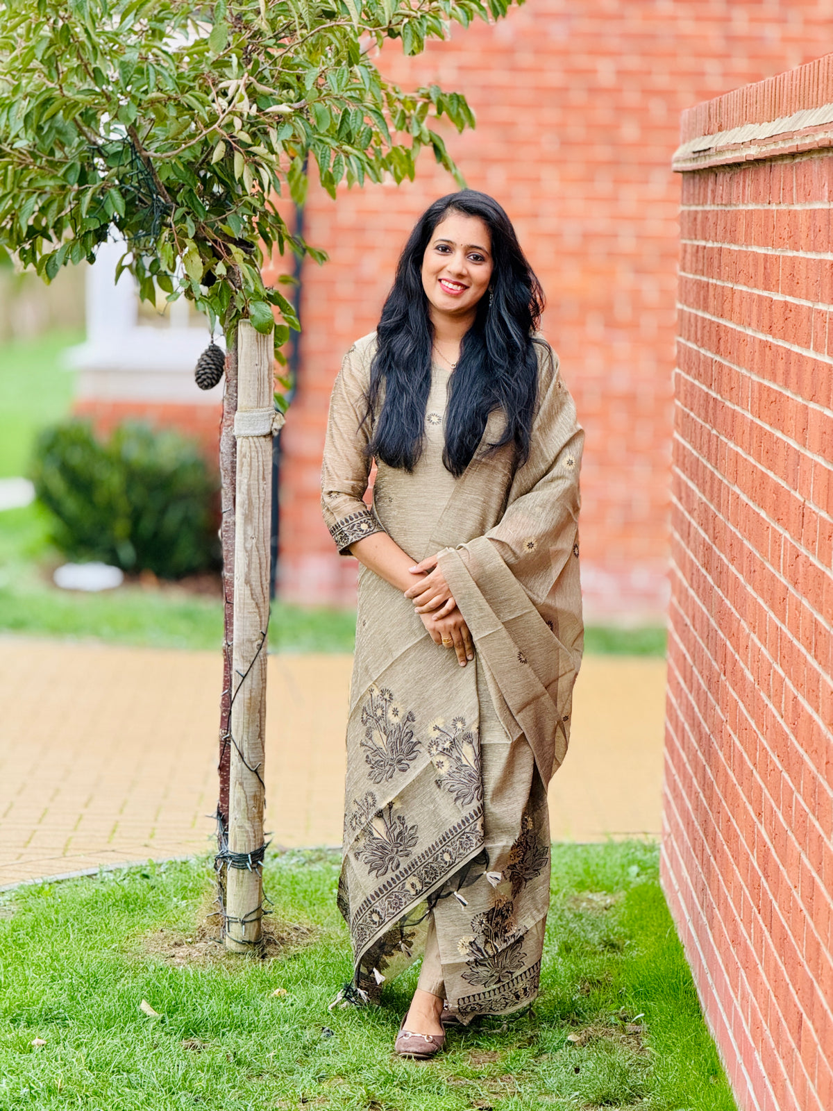 Antique Beige Jamdhani Salwar