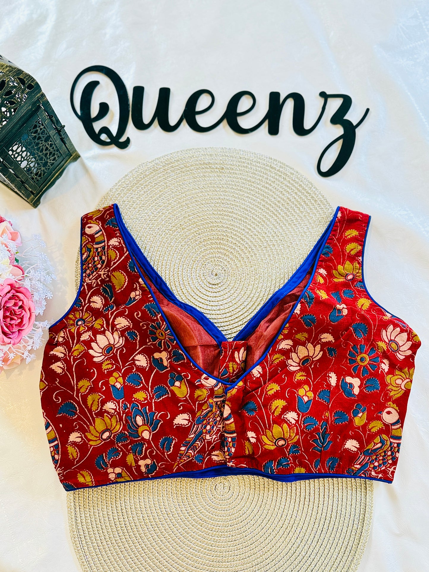QB089- Ajrak Sleeveless Blouse