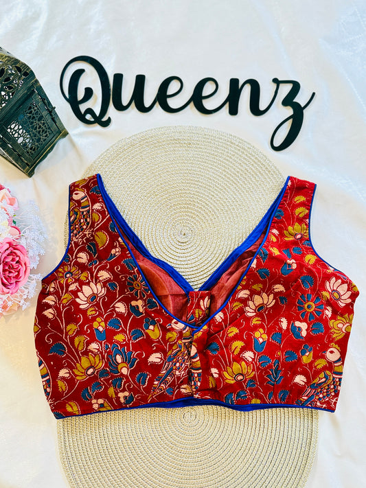 QB089- Ajrak Sleeveless Blouse
