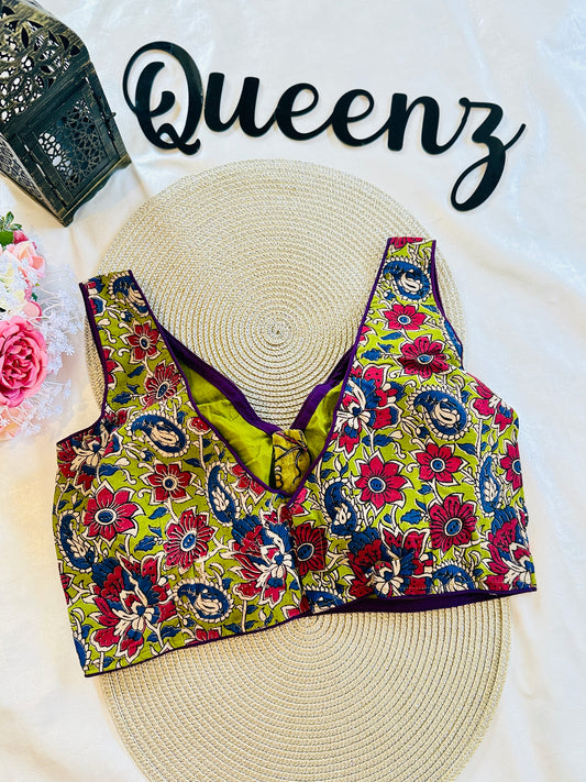 QB093- Ajrak Sleeveless Blouse