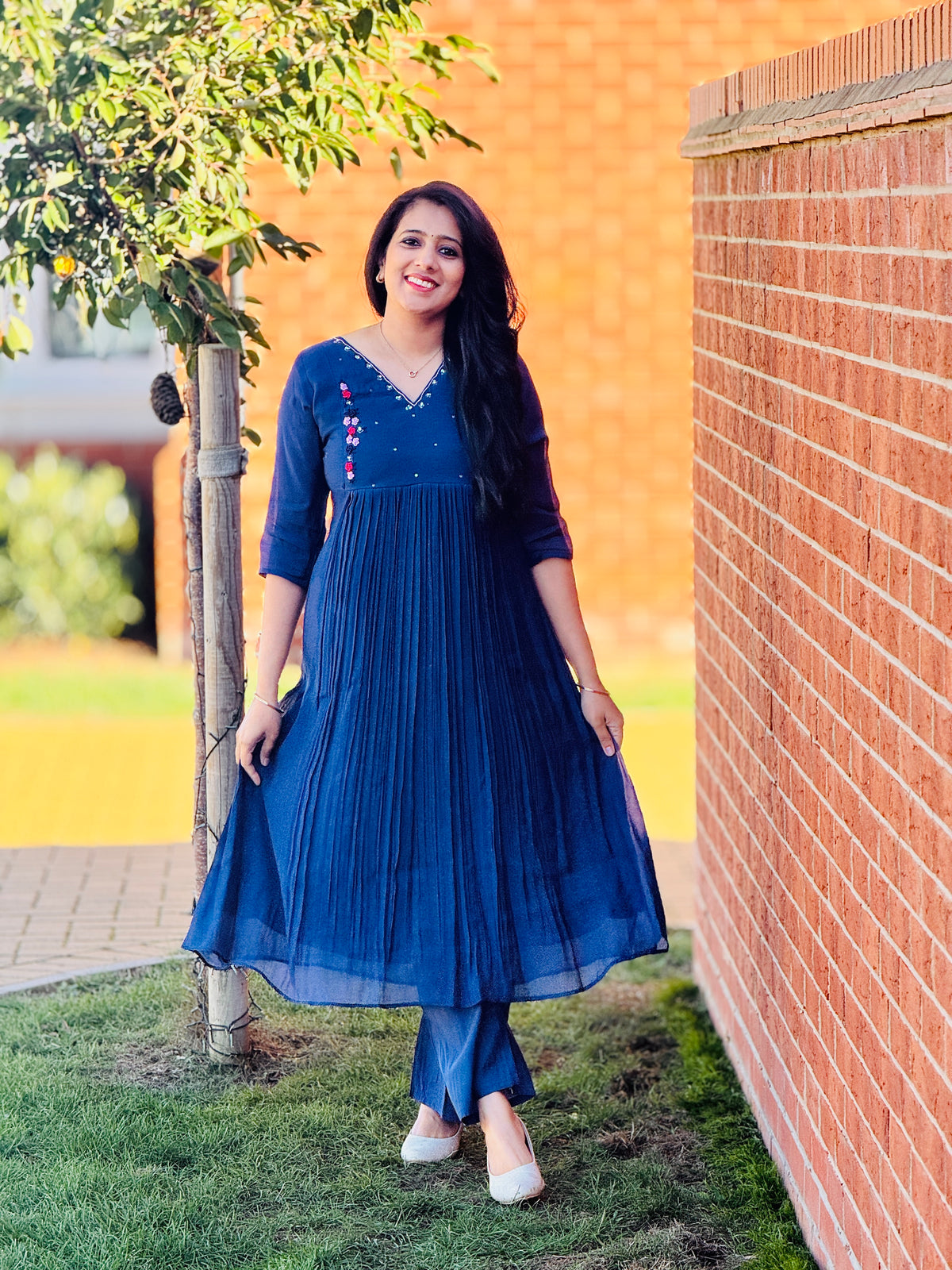 Navy Mulchanderi Coordset