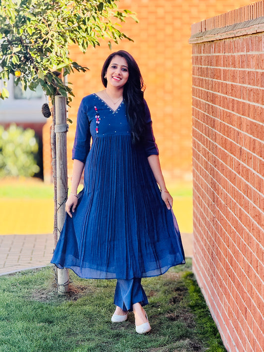 Navy Mulchanderi Coordset
