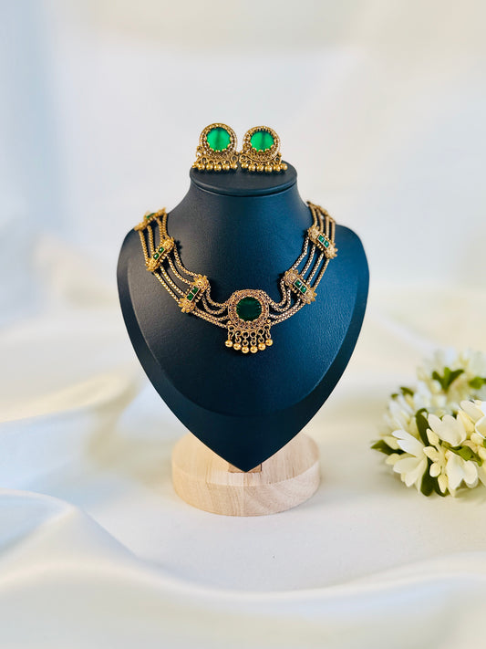 QJ171-Emerald Choker Necklace