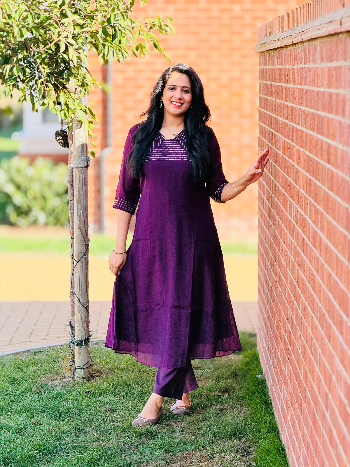 Purple Mulchanderi  Aline Coordset