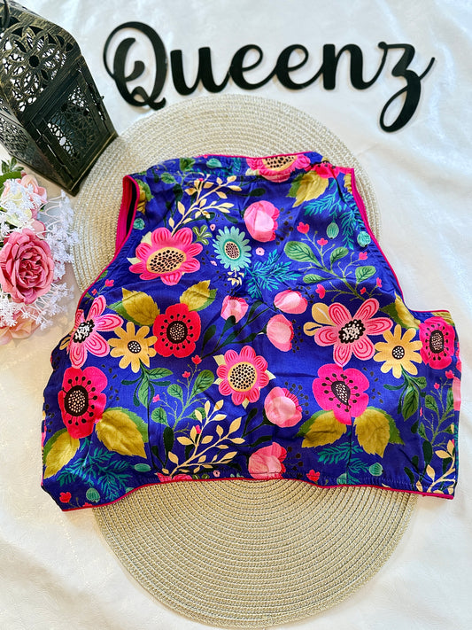 QB099- Crape Floral Halter Neck Blouse