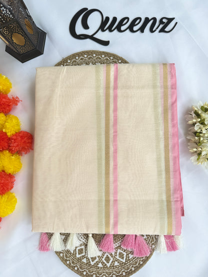 QMM001 Lotus Pink Mul Chanderi Saree