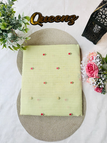Pista Green Premium Soft Kota Check Saree – view 2 of 4