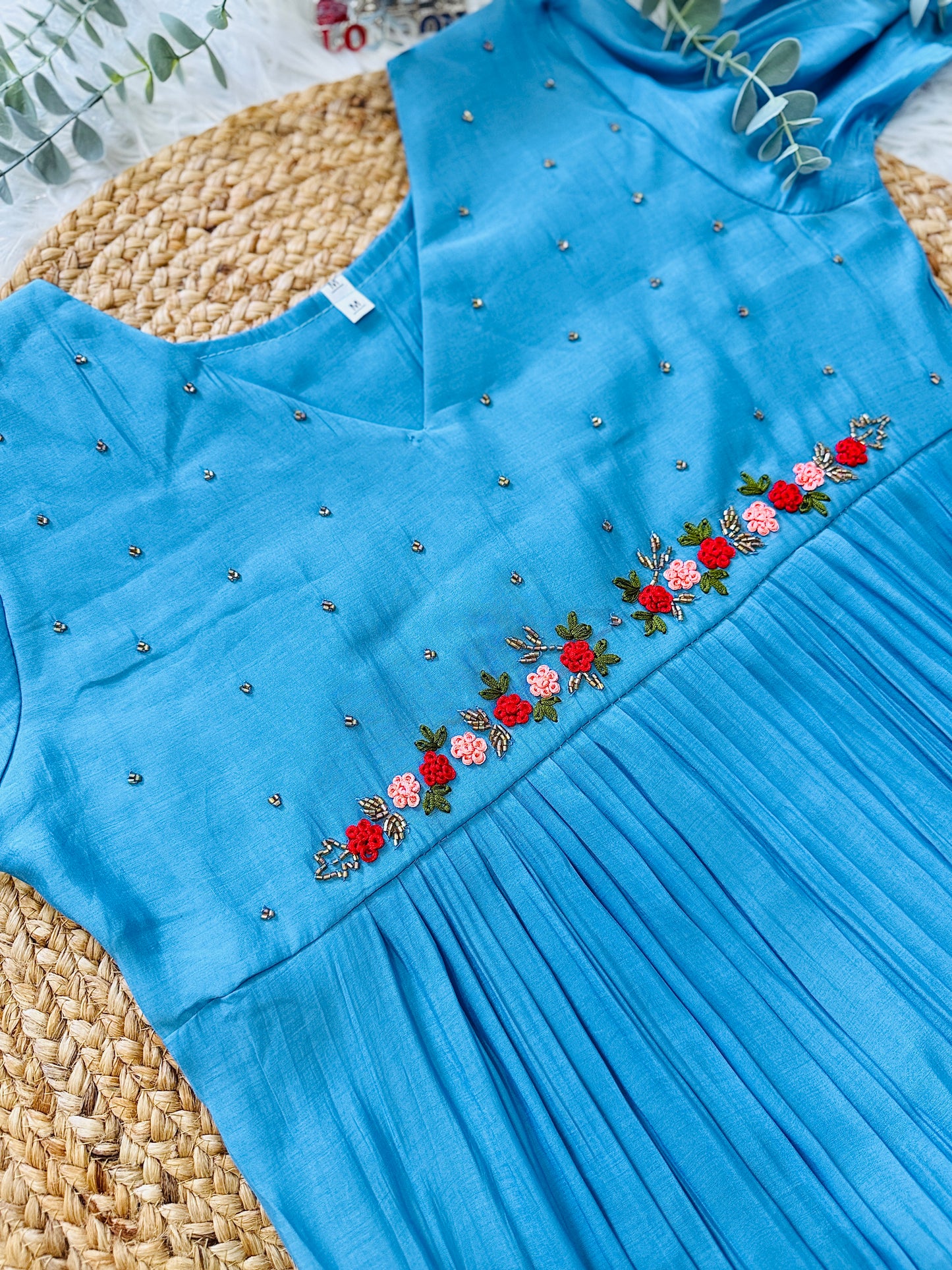 QS806- Blue Mulchanderi Coordset
