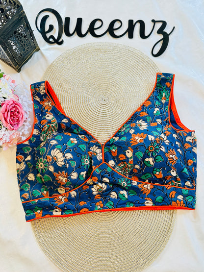 QB087- Ajrak Sleeveless Blouse