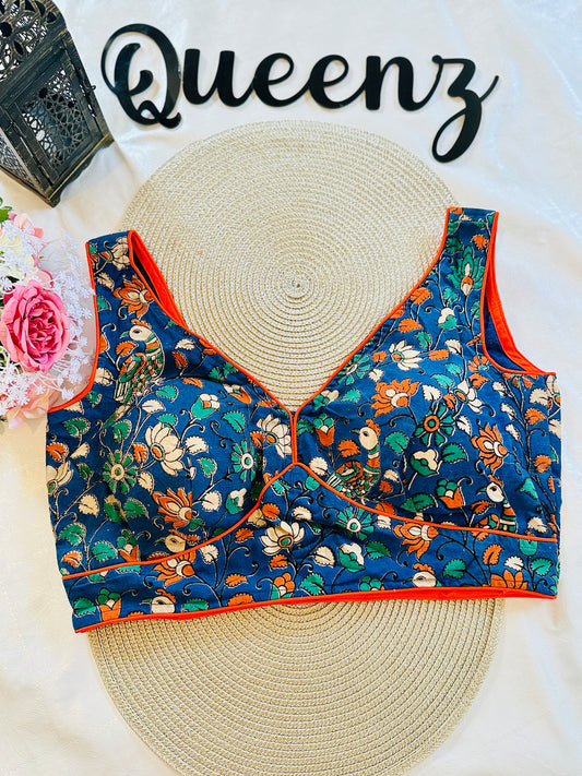 QB087- Ajrak Sleeveless Blouse