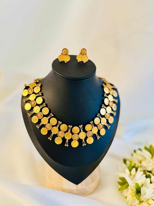 QJ145-Double Layer Coin Necklace