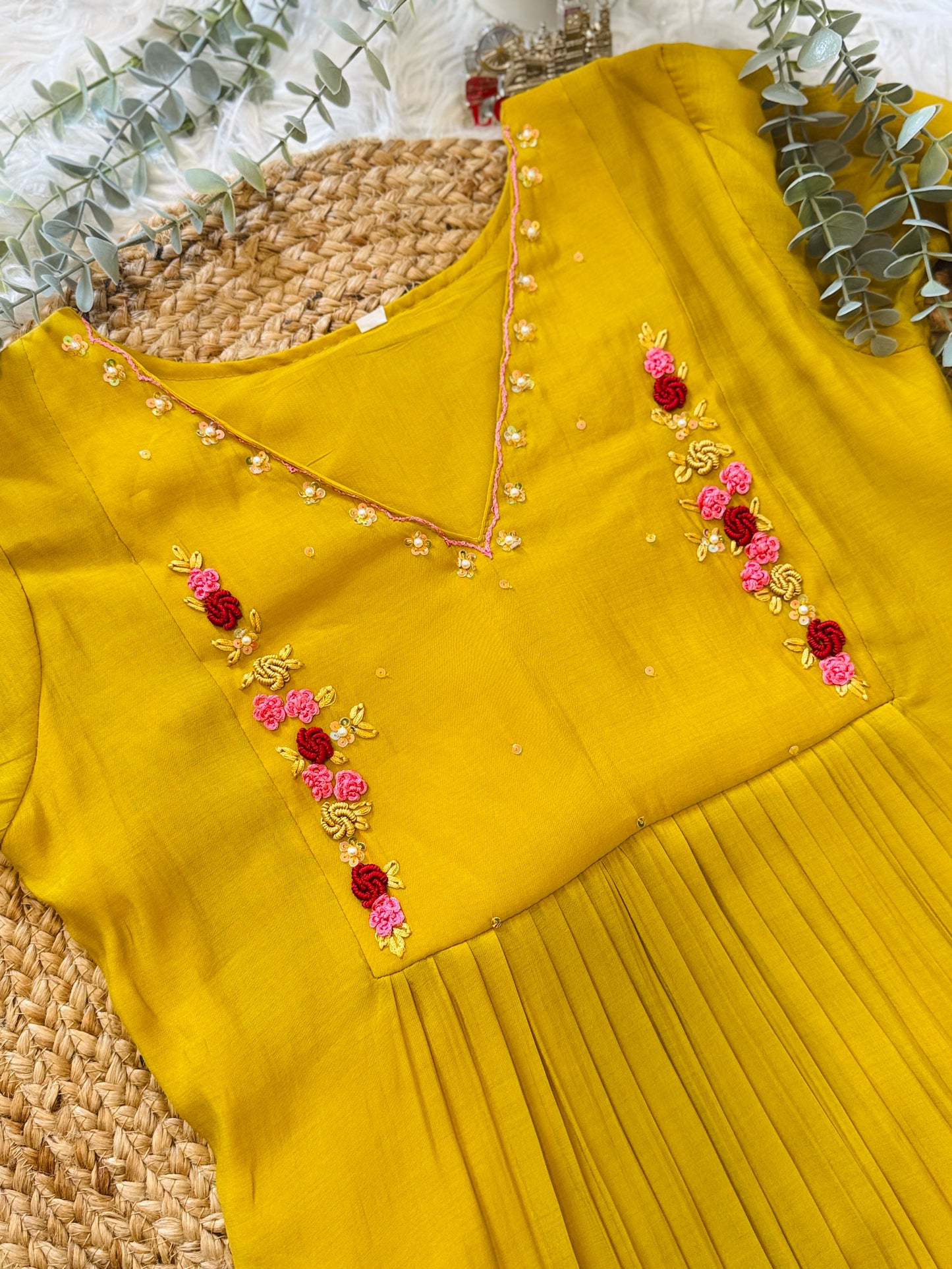 QS755 - Yellow Mulchanderi Coord Set