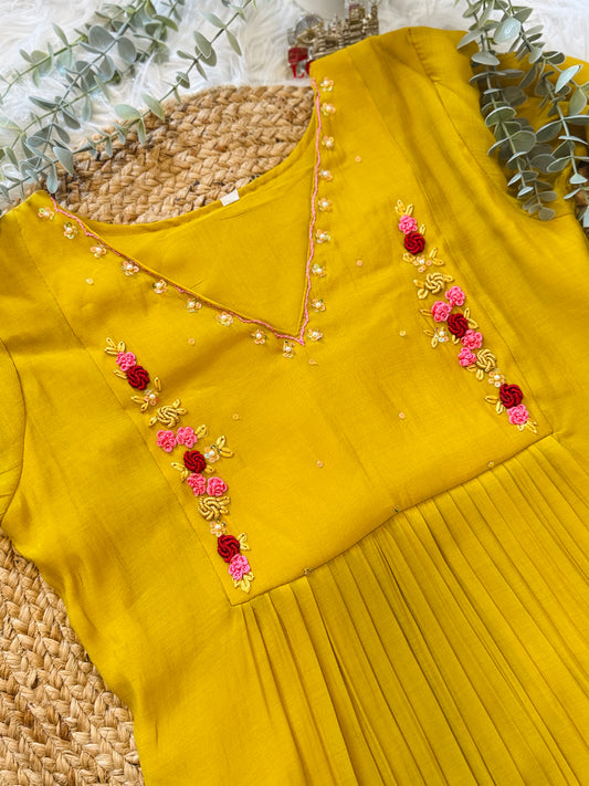 QS755 - Yellow Mulchanderi Coord Set