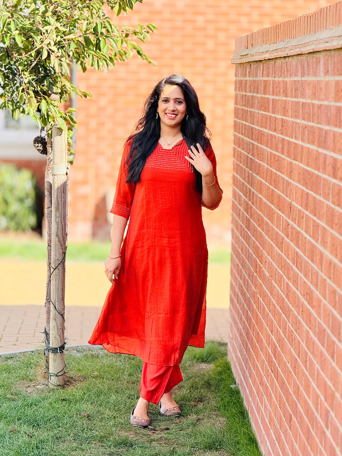 Orange Mul Chanderi A-line Co-ord Set – view 4 of 4