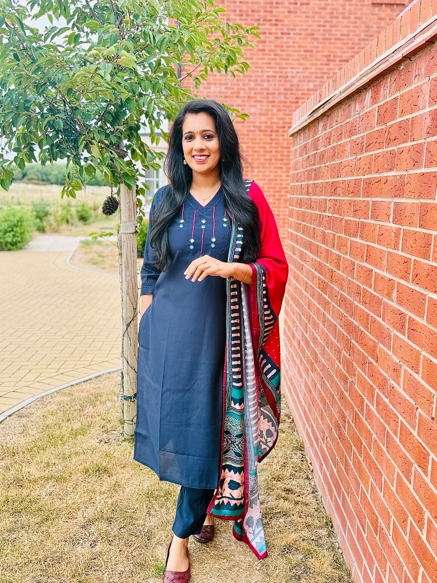 QS807 - Navy Blue Modal  Salwar Set