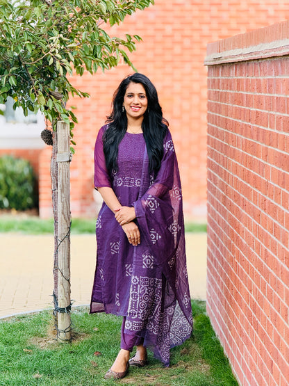 Purple Kota Salwar Suit