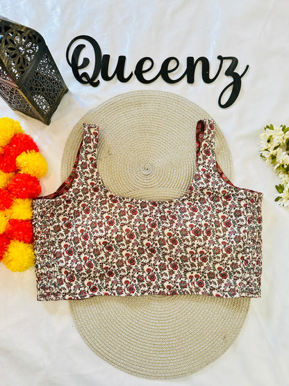 QB127- Ulta Pulta Printed Cotton Sleeveless Blouse