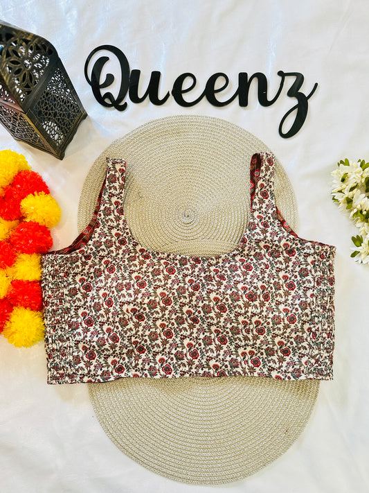 QB127- Ulta Pulta Printed Cotton Sleeveless Blouse