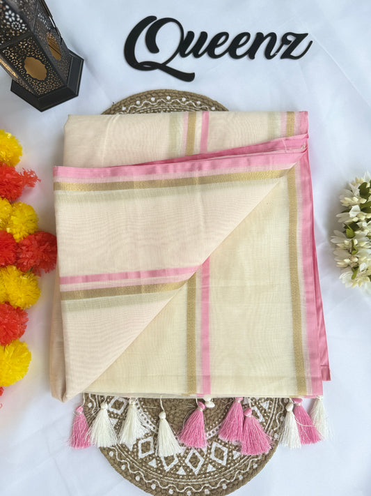 QMM001 Lotus Pink Mul Chanderi Saree