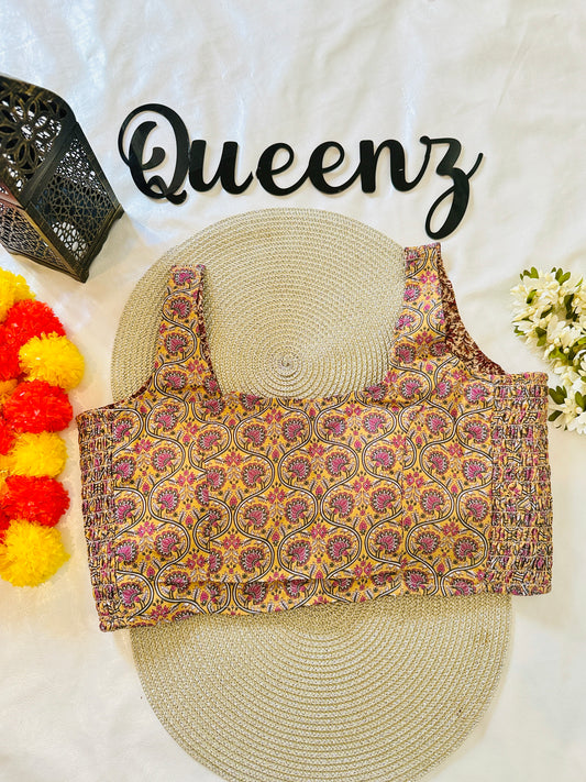 QB126-Ulta Pulta Printed Cotton Sleeveless Blouse