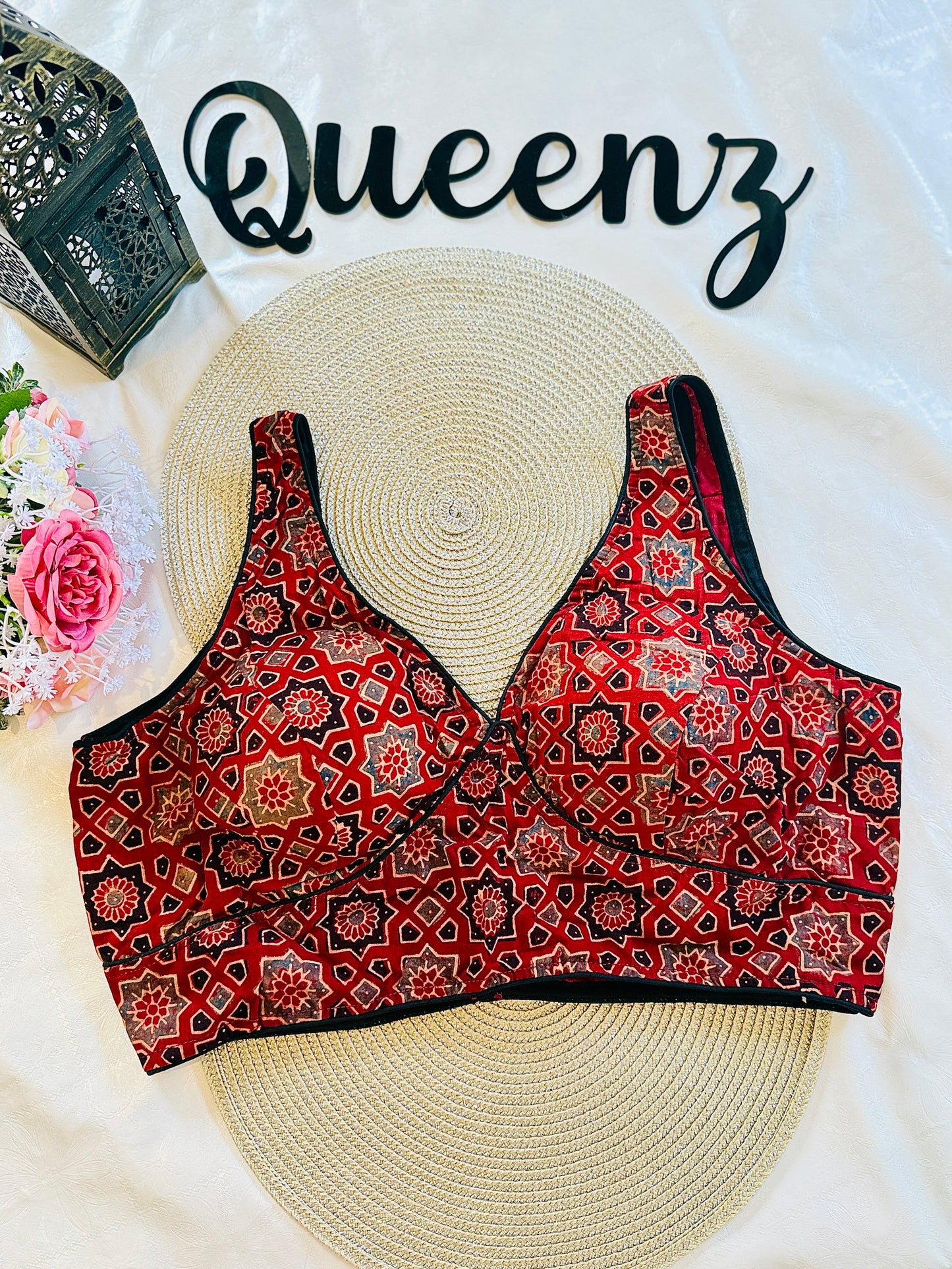 QB090 - Ajrak Sleeveless Blouse
