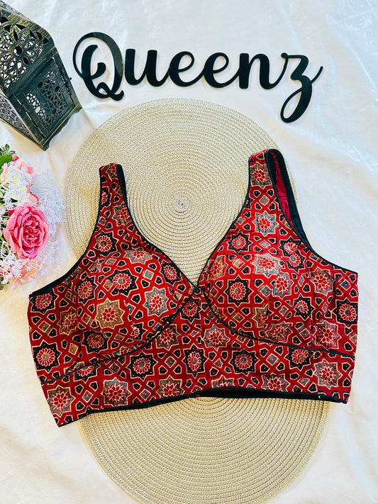 QB090 - Ajrak Sleeveless Blouse