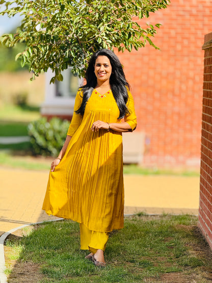 Yellow Mulchanderi Coordset