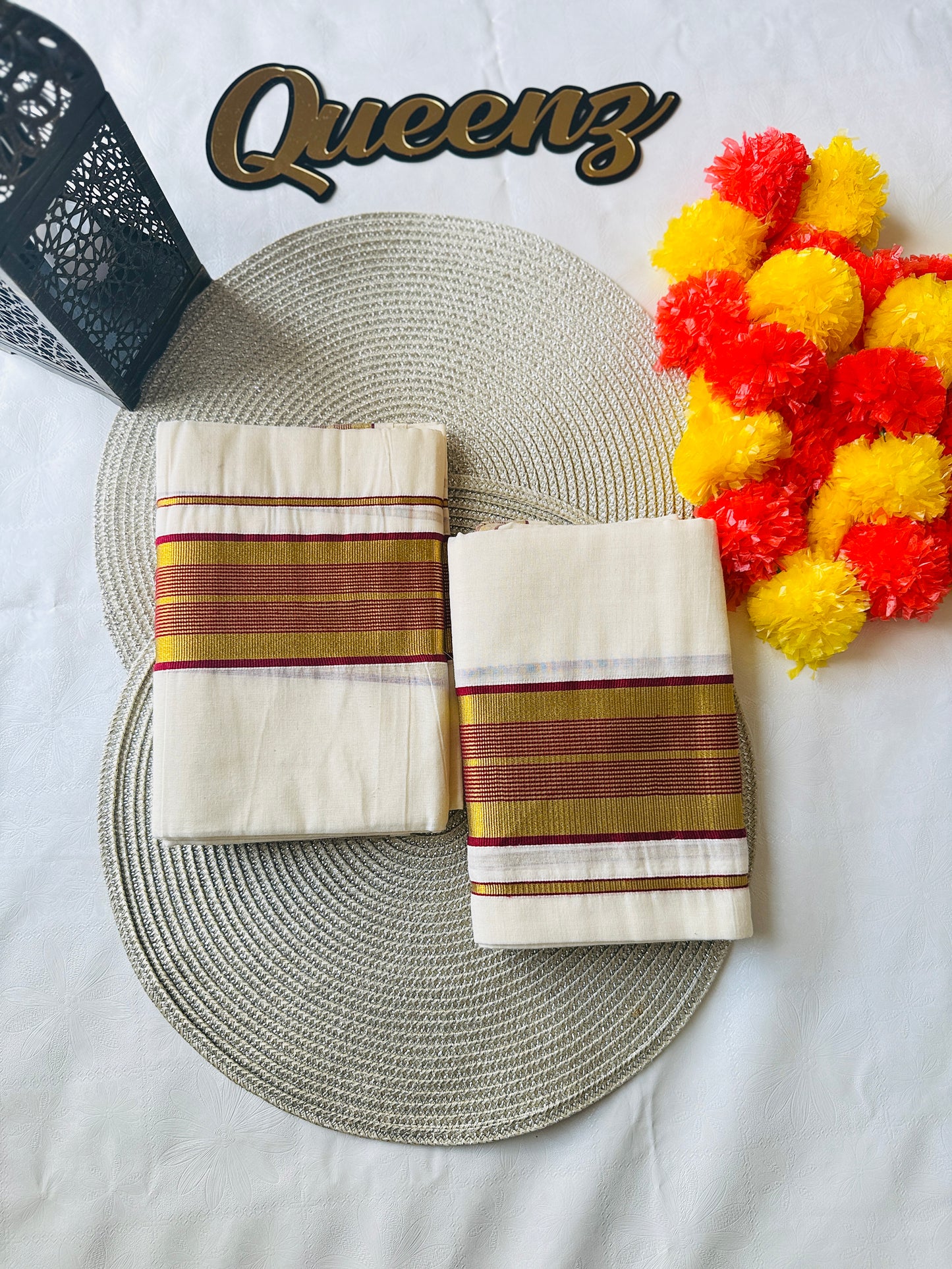 SM116- Maroon  Kasavu Set Munde