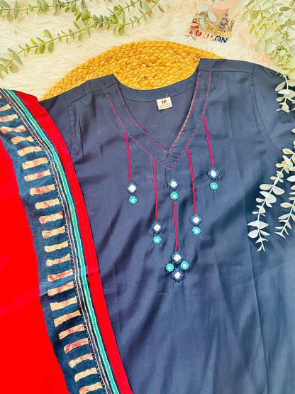 QS807 - Navy Blue Modal  Salwar Set