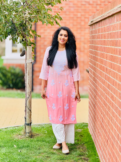 Peach Ombre Chikankari Coord Set