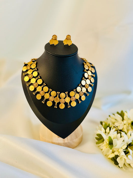 QJ145-Double Layer Coin Necklace