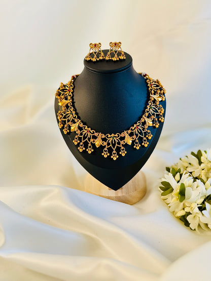 QJ139- Golden Lotus Necklace