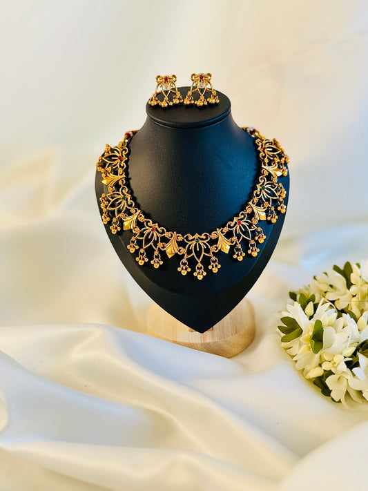 QJ139- Golden Lotus Necklace