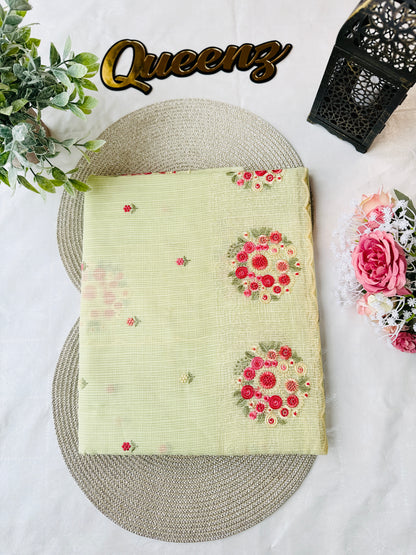 Pista Green Premium Soft Kota Check Saree