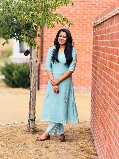 Sea Green Mul Chanderi Co-ord Set – view 2 of 3