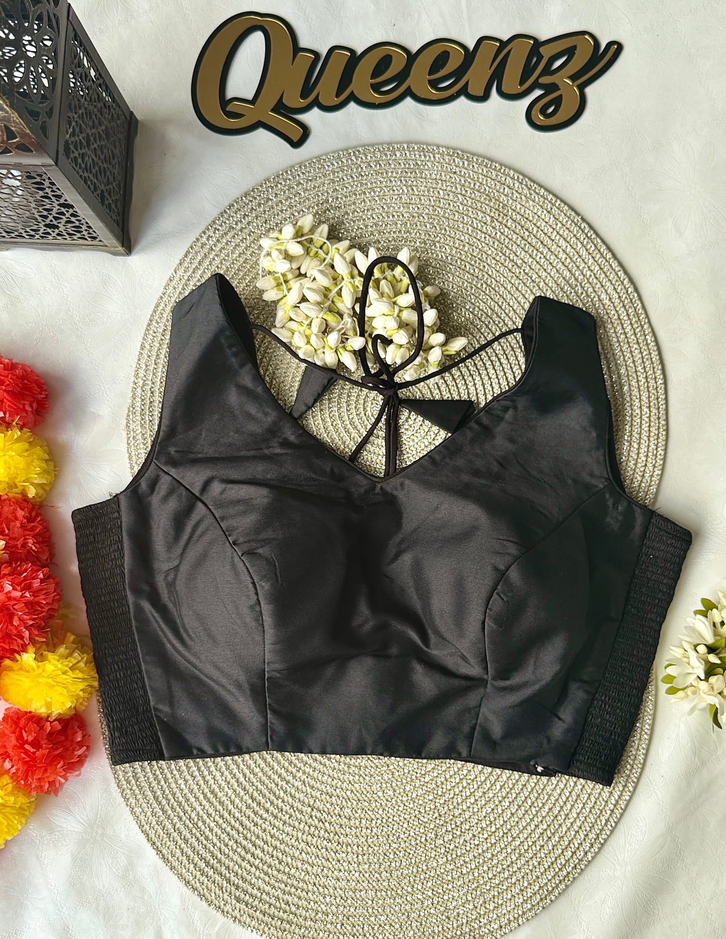 QB138- Black Taffeta Silk Side Elastic