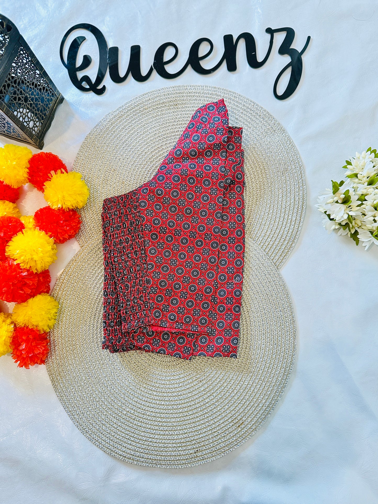 QB130-Cotton Stretchable Ajrak Blouse