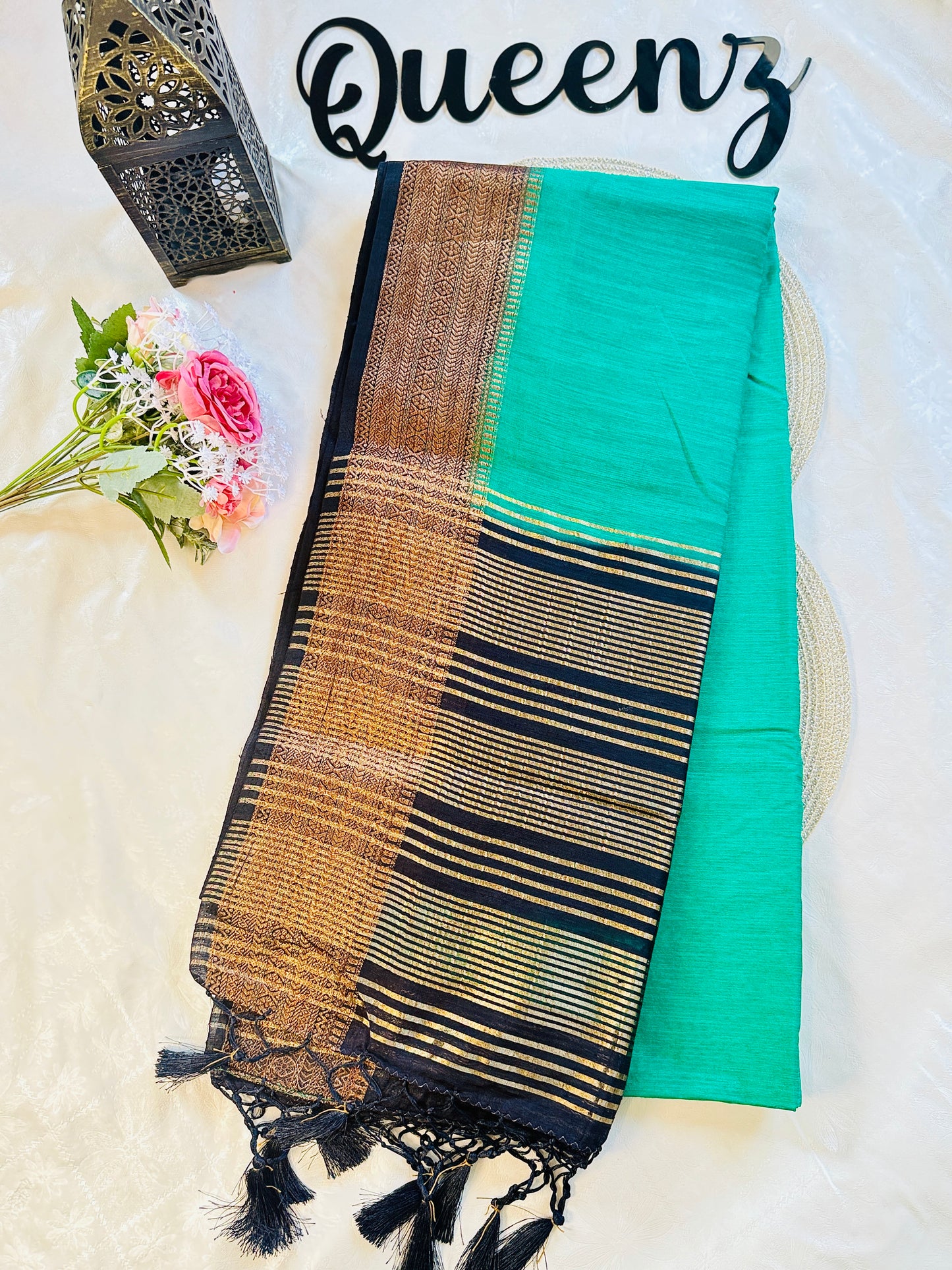 QDSS-101 Designer Contrast Border Semi Jute Saree