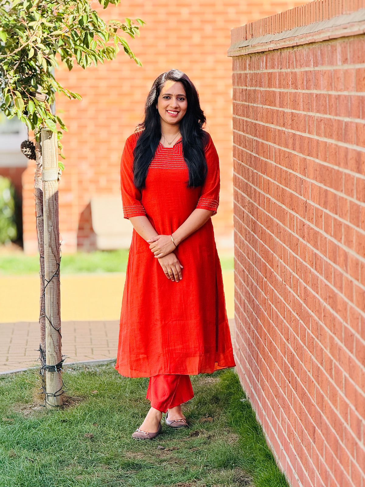 Orange Mul Chanderi A-line Co-ord Set – view 3 of 4