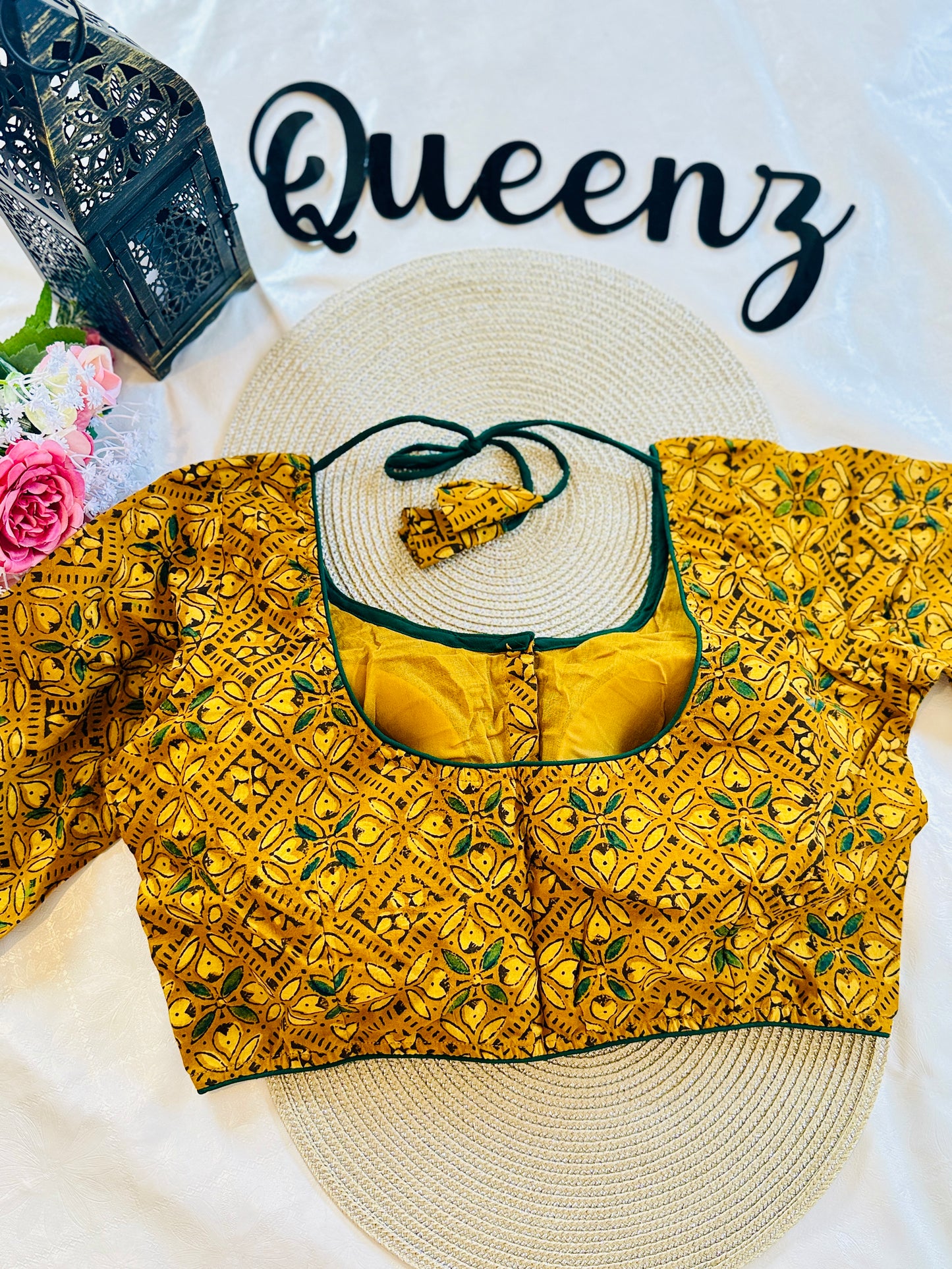 QB105 - Ajrak Patch Full Sleeves Blouse