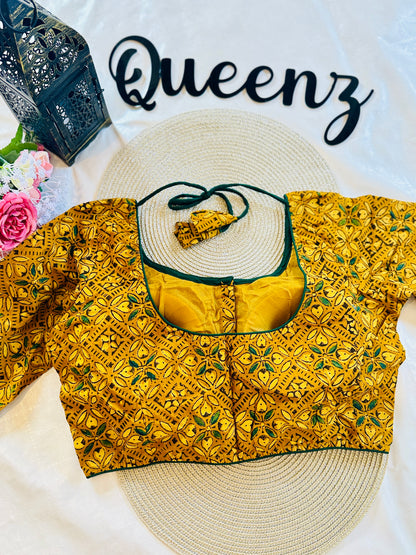 QB105 - Ajrak Patch Full Sleeves Blouse