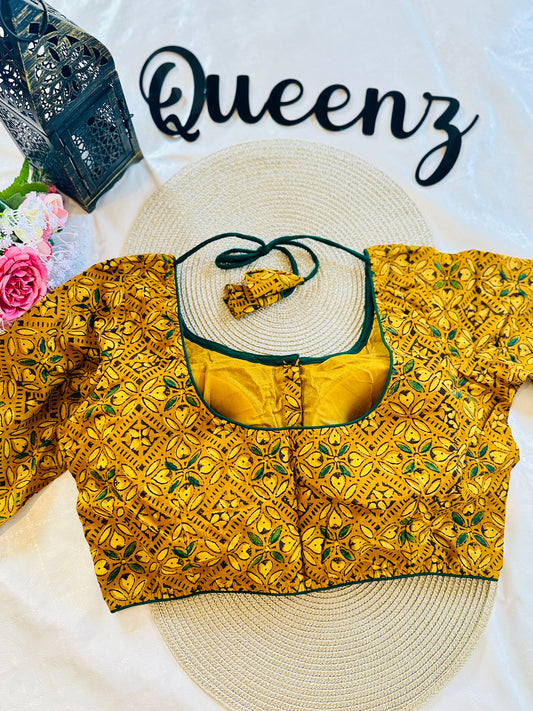 QB105 - Ajrak Patch Full Sleeves Blouse